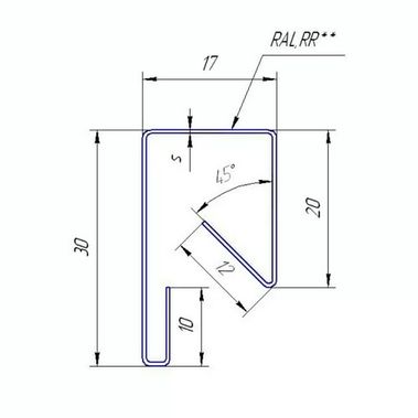 Планка П-образная заборная 17мм (2м), RAL8017 (коричневая) PE в пленке